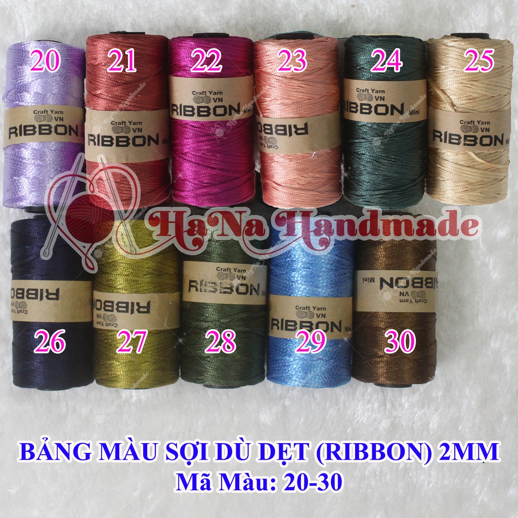 Sợi Dù Bản Dẹt 2mm / sợi ribbon / ribbon mini (bảng chọn màu 2)