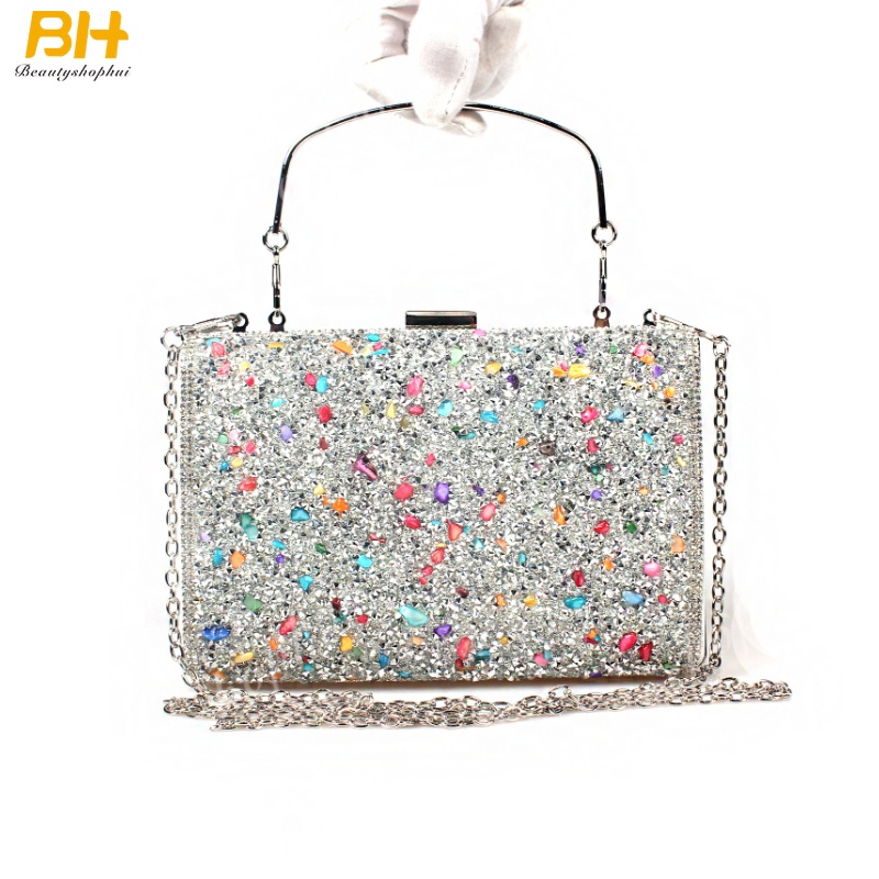 Ví Cầm Tay Đính Đá Kim Cương Lấp Lánh Nhiều Màu Sắc Di Động Cho Nữ