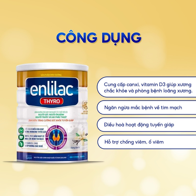 Thùng 12 Hộp Sữa Bột Cho Bệnh Nhân Suy Giáp Enlilac Thyro Giúp Tăng Cường Sức Khoẻ Tuyến Giáp 400g/Hộp