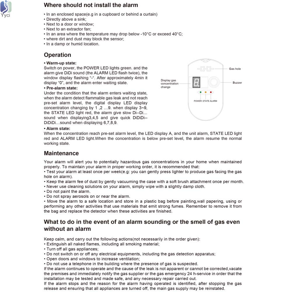 Thiết Bị Báo Động Rò Rỉ Khí Gas Độ Nhạy Cao LPG LNG