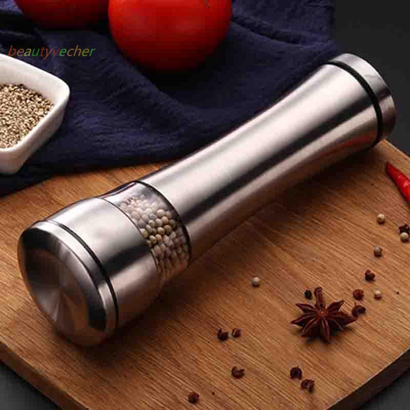 Stainless Steel Mill Salt Pepper Manual Bottle Grinder Glass Bottle New