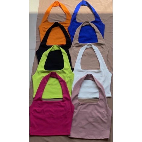 áo thun croptop cổ yếm choàng cổ hở lưng hàng thái loại 1 siêu đẹp ạ ( hình thật kèm video), áo yếm thun
