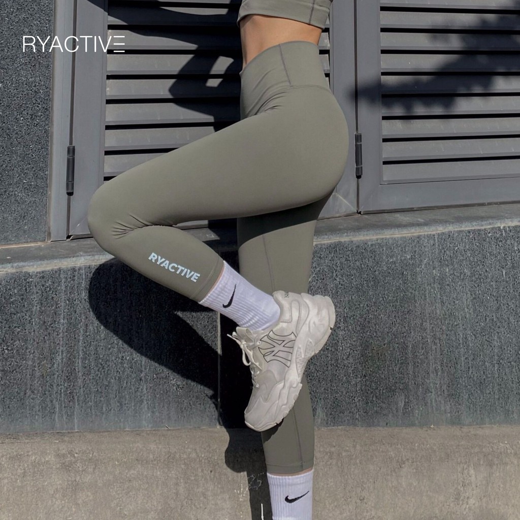 Quần legging thể thao dáng lửng RYACTIVE - MEDIUM LEGGING Olive green