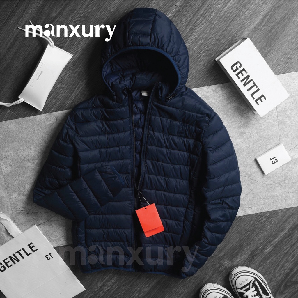 Áo phao nam đẹp kiểu dáng năng động, Áo khoác phao nam siêu nhẹ thể thao trẻ trung có mũ tháo rời MANXURY