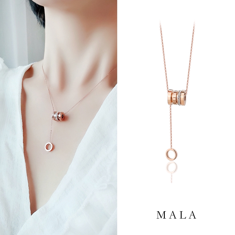 Dây Chuyền Thép Titan Mặt Nhẫn Đính Đá Phong Cách Hàn Quốc MAYEBE LAVEND