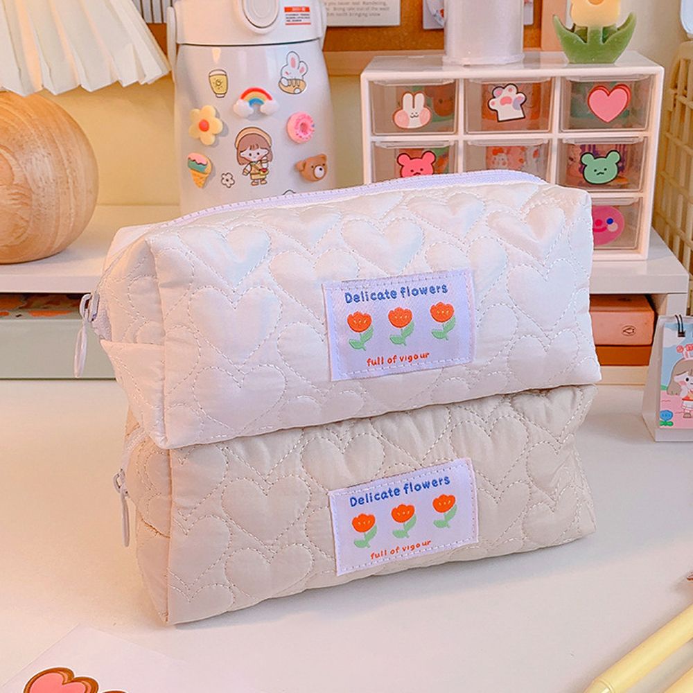 [Hàng mới về] Túi đựng mỹ phẩm bằng cotton in hình hoa phong cách Hàn Quốc thời trang cho nữ