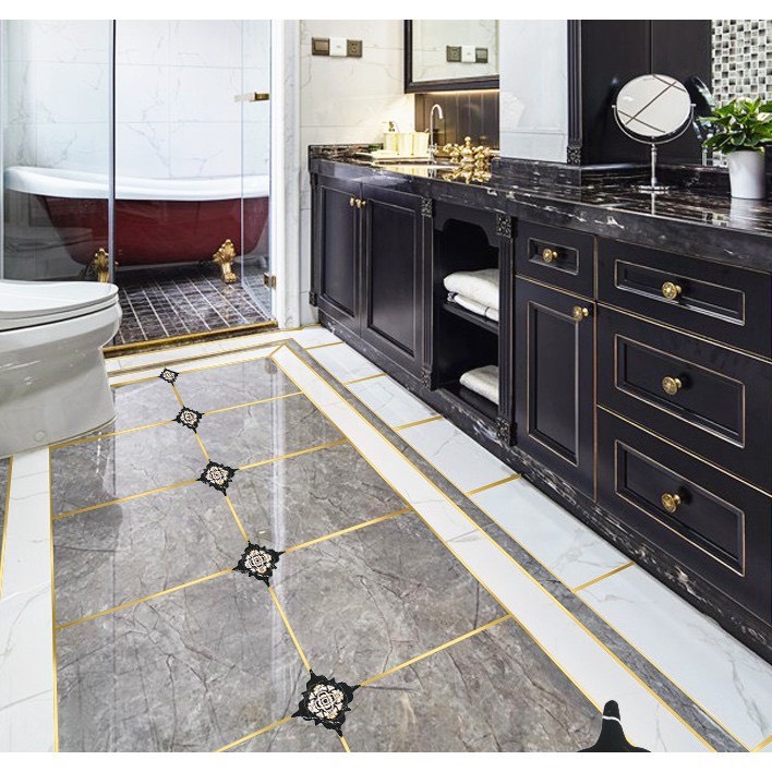 Cuộn Dây Dán Viền Gạch Chống Thấm Nước dán viền trang trí Màu Vàng Đồng VC892