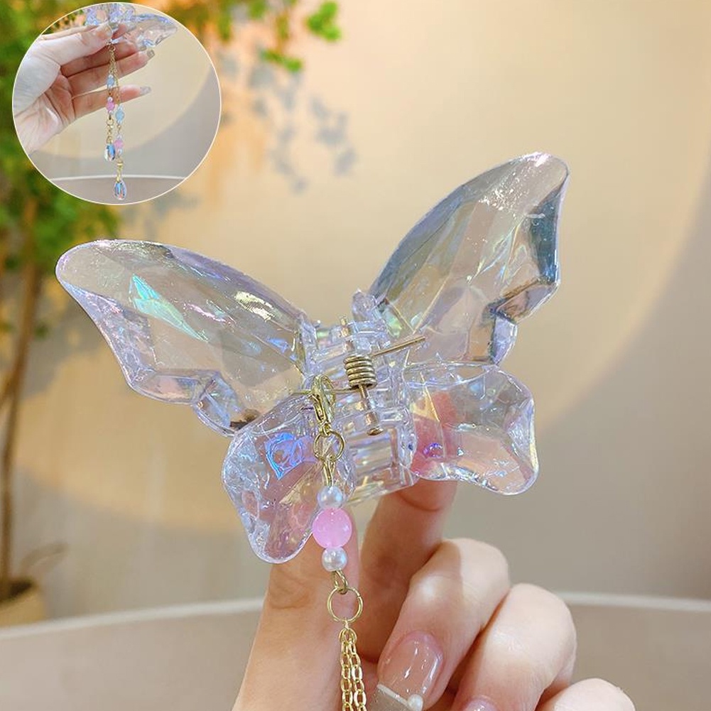 Kẹp Tóc Bướm Acrylic Màu Trong Suốt Màu Gradient Mới