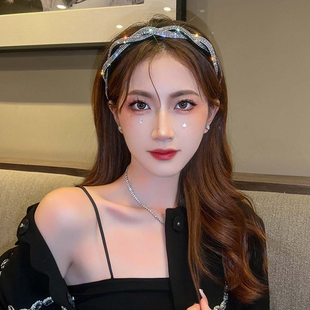 Băng đô cài tóc đính đá lấp lánh phong cách Hàn Quốc sang trọng cho nữ