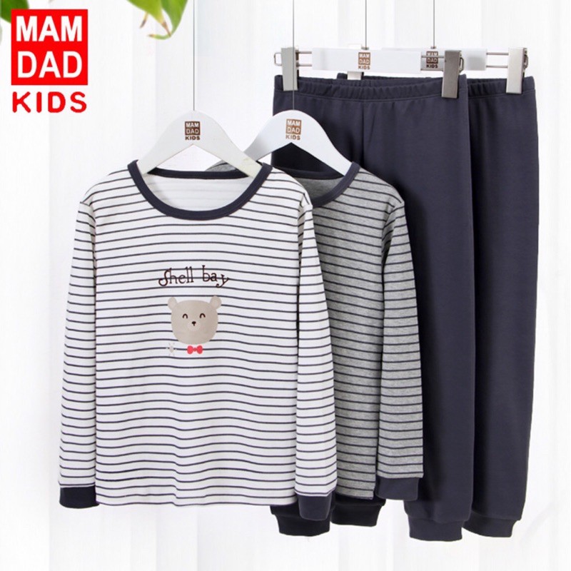 Bộ mặc nhà kẻ trắng - kẻ xám mamdad