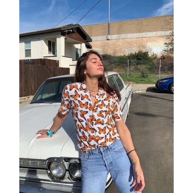 Áo sơ mi hoạ tiết Butterfly MSW Town , sơ mi ngắn tay form rộng nam nữ unisex