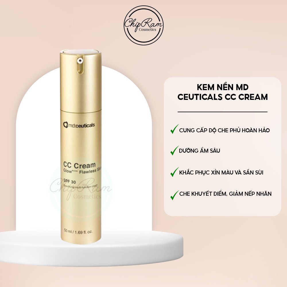 Kem nền MD:Ceuticals CC Cream Glow Flawless Skin chống nắng SPF 30 50ml