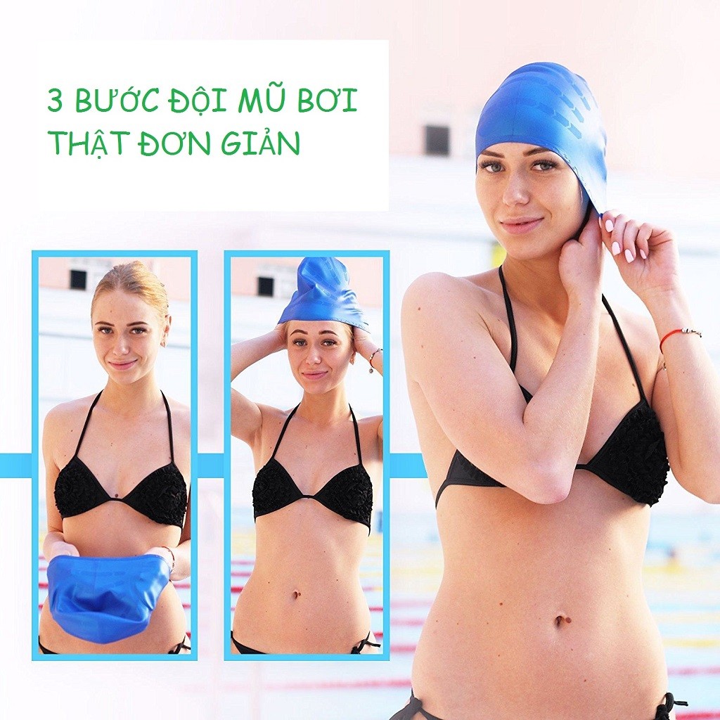 Mũ bơi người lớn CA32 POPO chất liệu Silicone cao cấp ngăn nước tuyệt đối