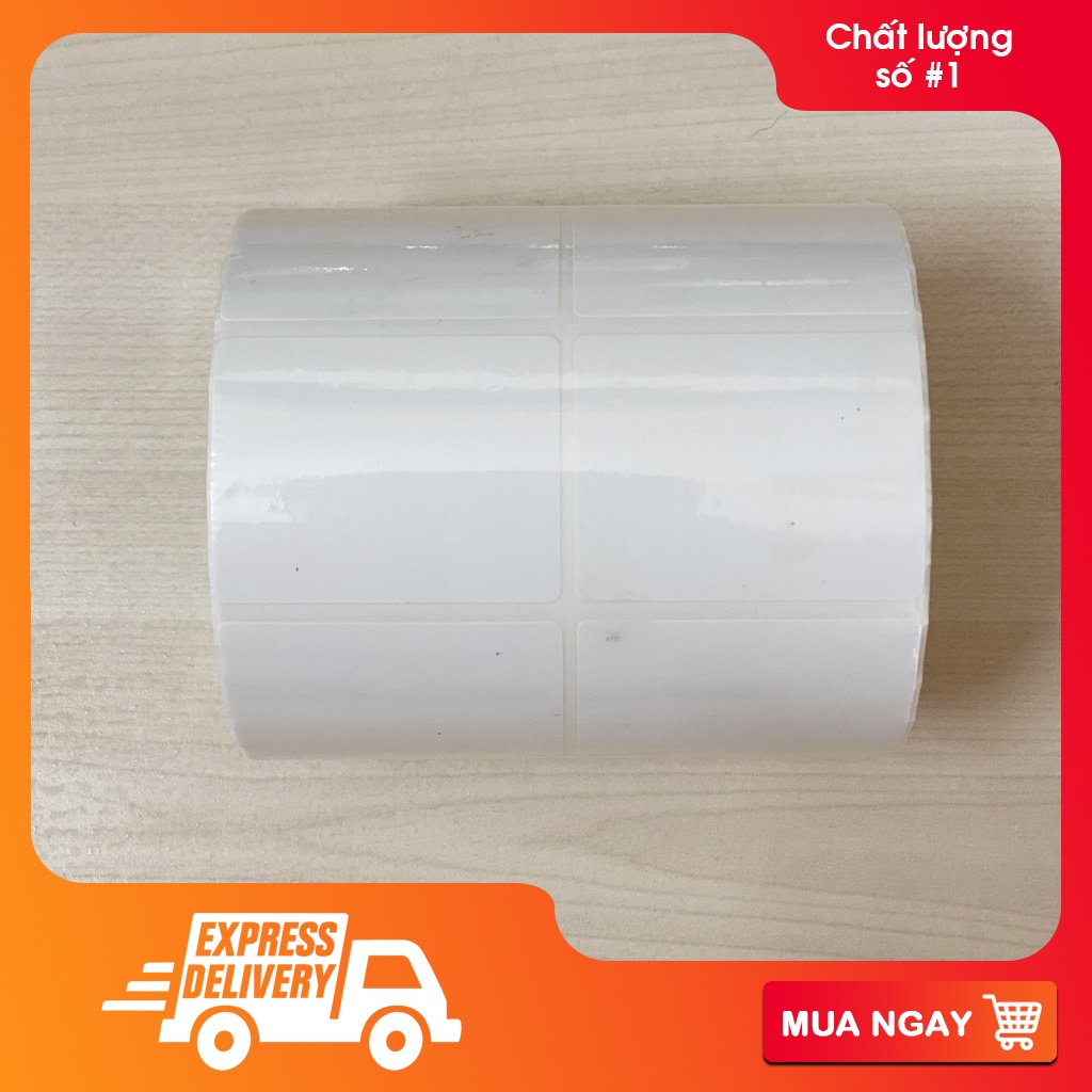 Giấy in decal tem mã vạch thường 2 hàng khổ 50x50mm cuộn 50m