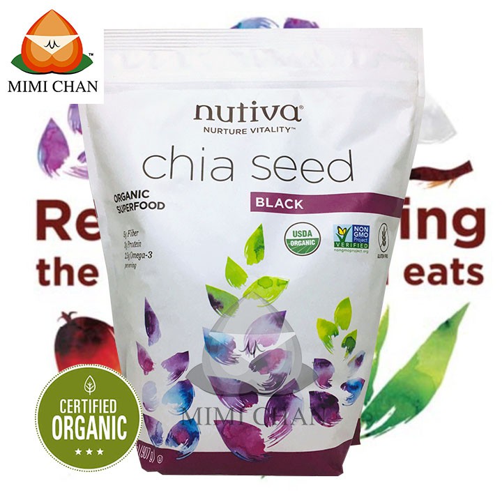 Hạt Chia Chuẩn Mỹ Nutifood Nutiva Organic Nhập Khẩu Túi 907gr, Tốt Cho Mẹ Và Bé, Giảm Cân