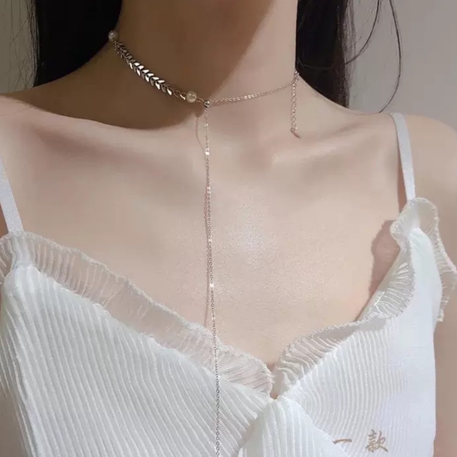 Dây chuyền bạc ý 925 lúa mạch vòng cổ nữ thời trang