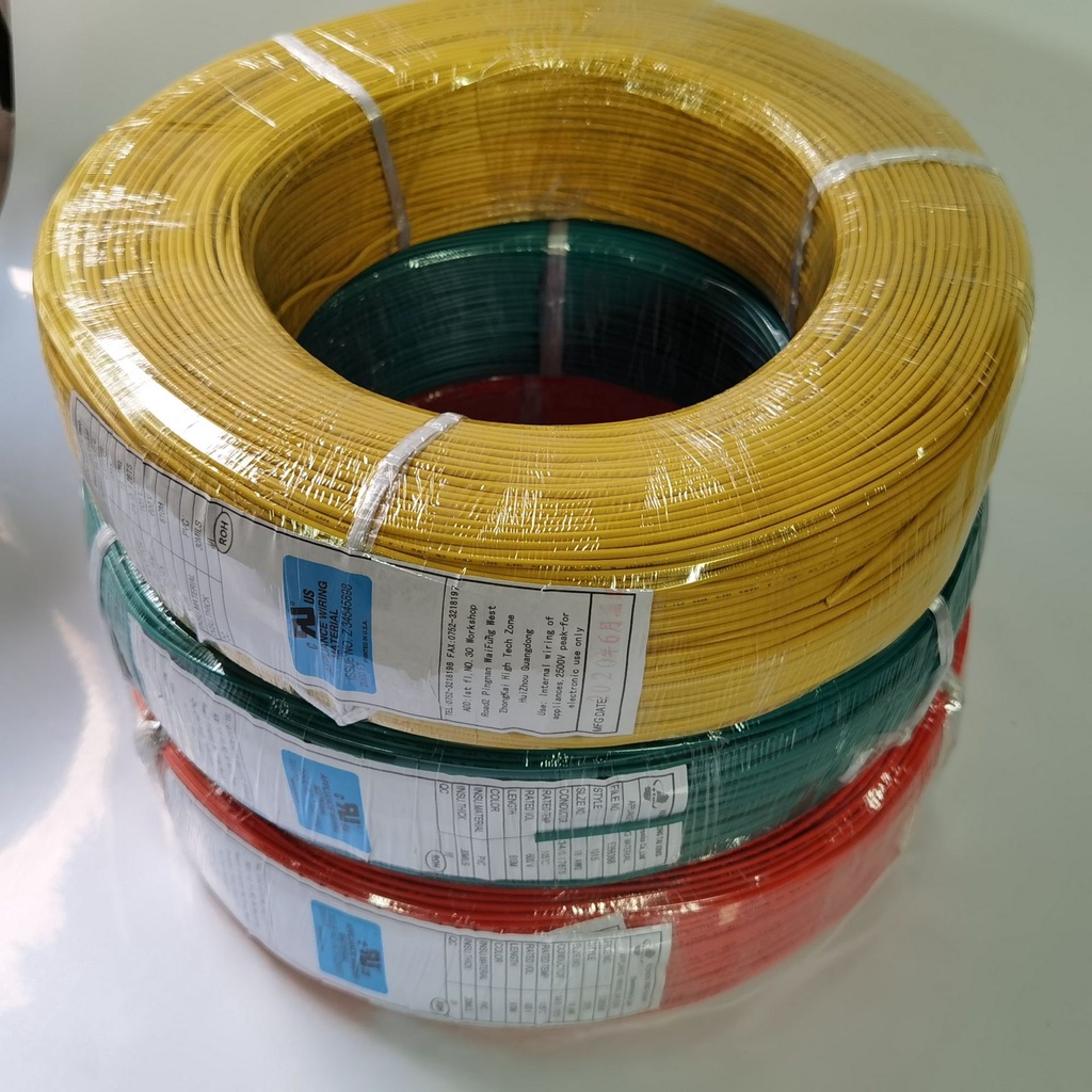 Dây điện pvc 22awg ul1015 chịu nhiệt 105 độ đỏ, vàng, đen