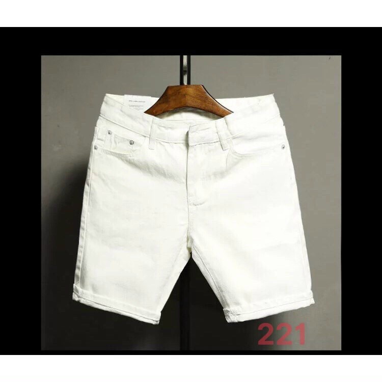Quần short đùi jean nam trắng trơn  rách gối chất bò , quần jean nam Nhiều Mẫu Mới