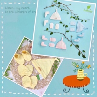 Lullaby mũ thắt, bao tay, bao chân cho bé