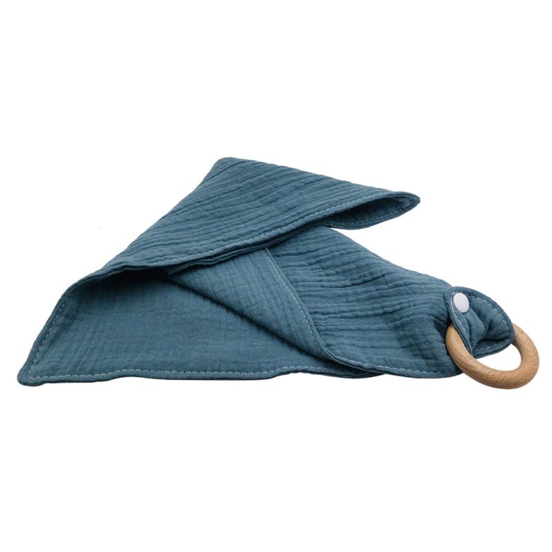 Khăn Yếm Cotton Mềm Mại Có Vòng Nhẫn Đeo Cổ Dành Cho Bé Gặm Nướu