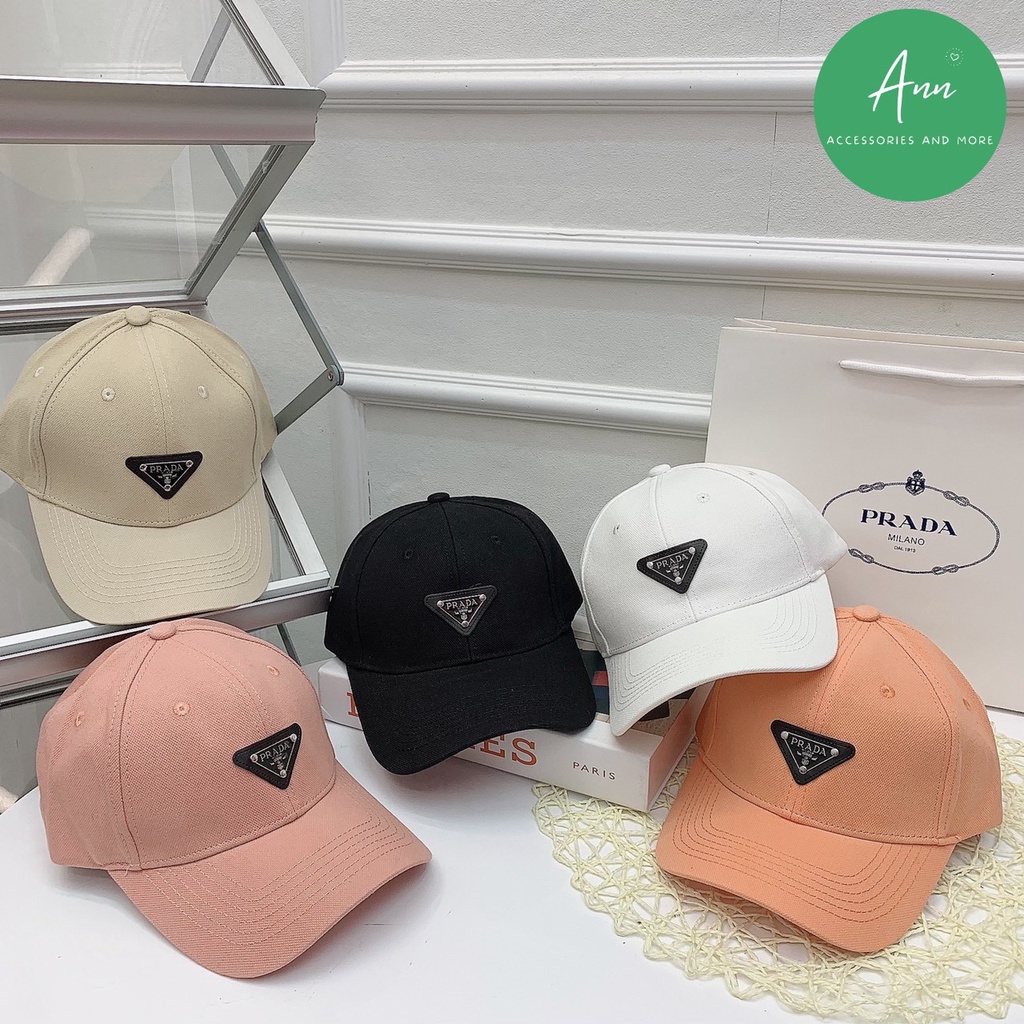 Mũ lưỡi trai Prada, chất liệu vải gai cao cấp, logo hãng nổi bật, phom mũ căng chuẩn hàng xuất, sẵn 4 màu y hình