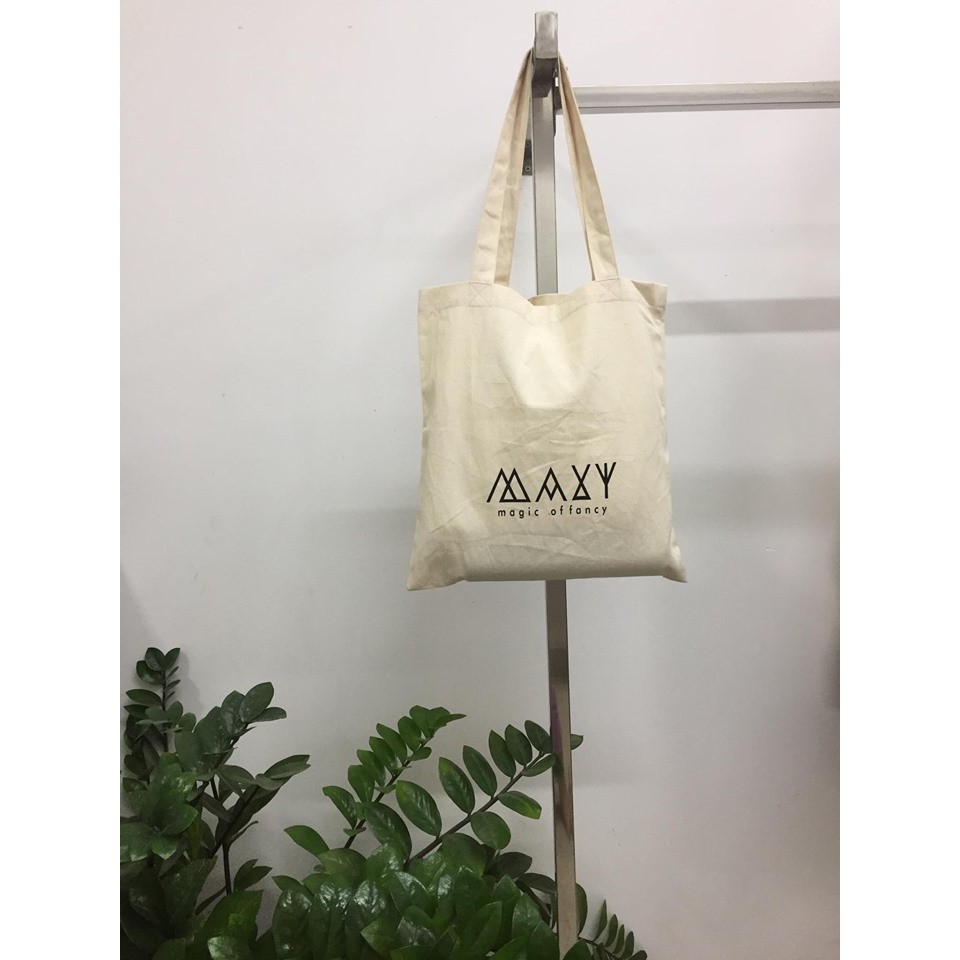 Túi vải canvas đơn giản green message tote Maxy Workshop