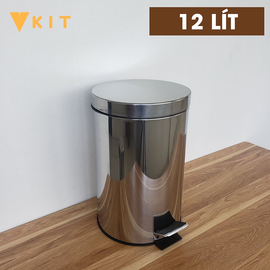 Thùng rác INOX đủ các loại dung tích 8L, 12L, 20L- Thùng rác INOX đạp chân VKIT