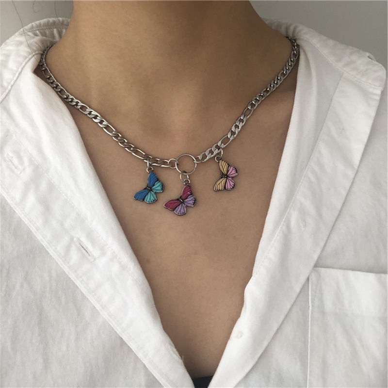 Dây Chuyền Mặt Hình Bướm Nhiều Màu Phong Cách Harajuku Hàn Quốc 22322