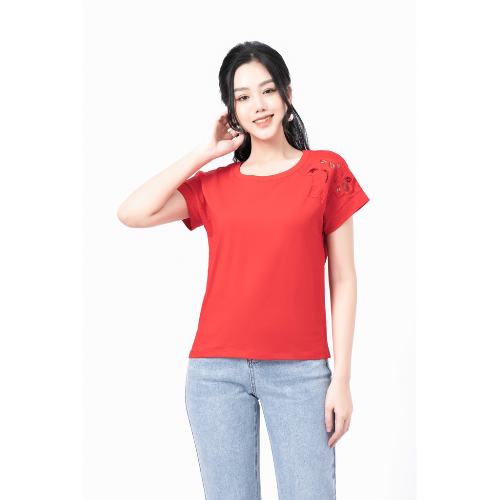 Áo thun nữ Fiona thêu họa tiết 3D nổi 1 bên vai  F521172