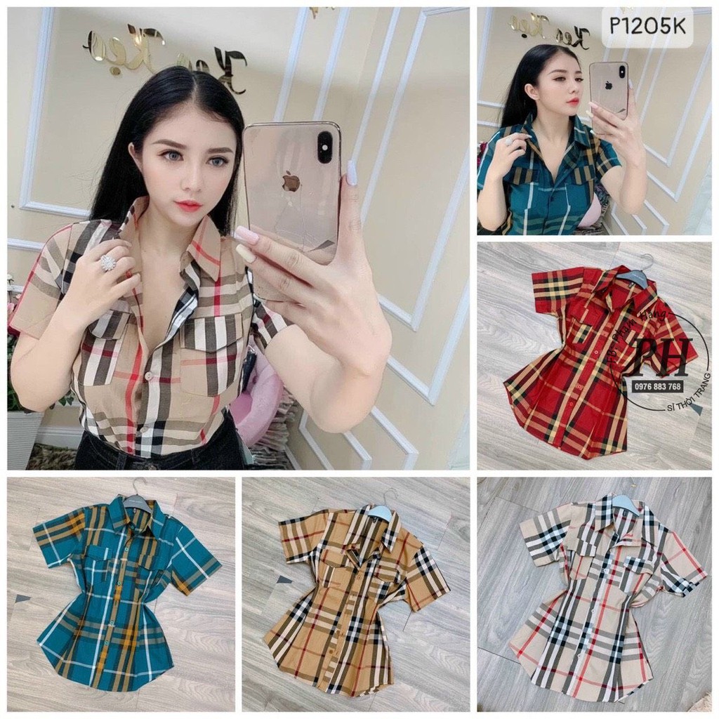 Áo sơ mi kẻ cộc B.U.B.E.RY hottrend chất liệu cao cấp ( Kèm Video Thật )