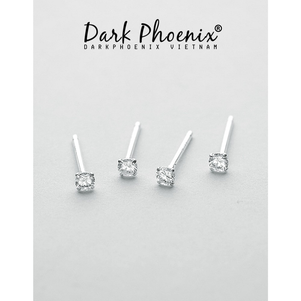 Bông tai bạc Darkphoenix® nụ đá 2.5mm phong cách Ulzzang Korea đơn giản - BT01