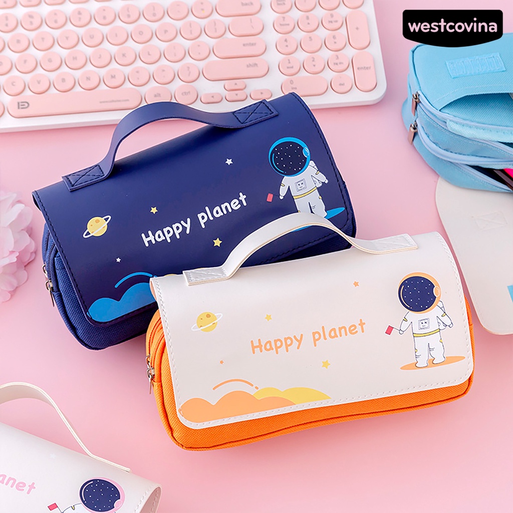 Mới Túi Đựng Bút 2 Ngăn Sức Chứa Lớn In Họa Tiết Đa Năng
