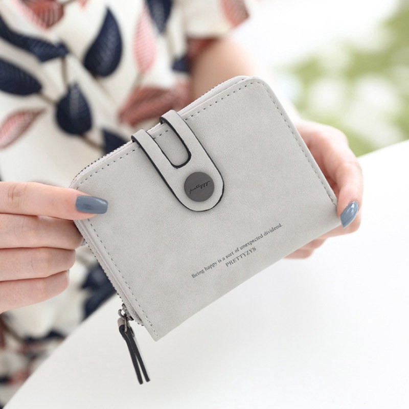 Ví Ngắn Khóa Kéo Phong Cách Vintage Cho Nữ