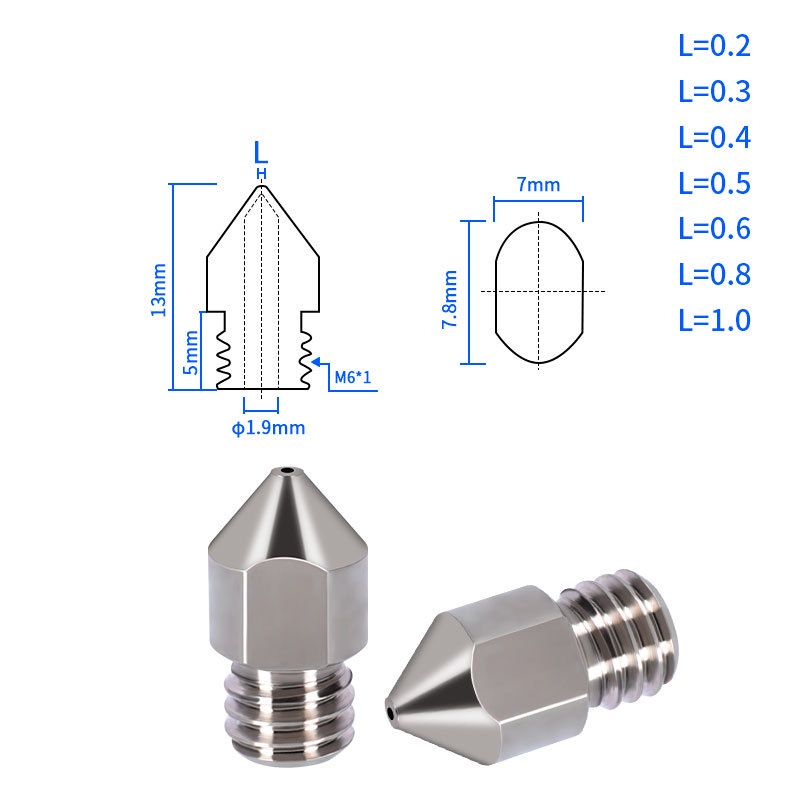 Đầu Phun MK8 Bằng Titan (TC4 - Titanium )