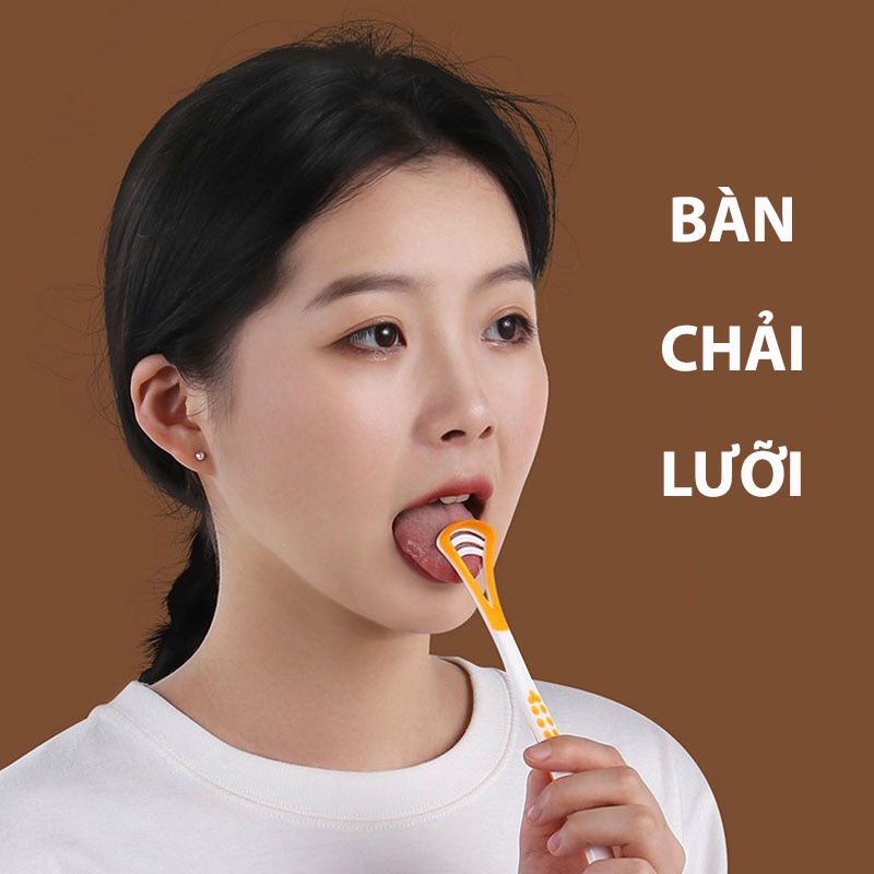 Bàn chải cạo vệ sinh lưỡi - Bàn chải lưỡi giúp sạch mảng bám hết vi khuẩn hôi miệng