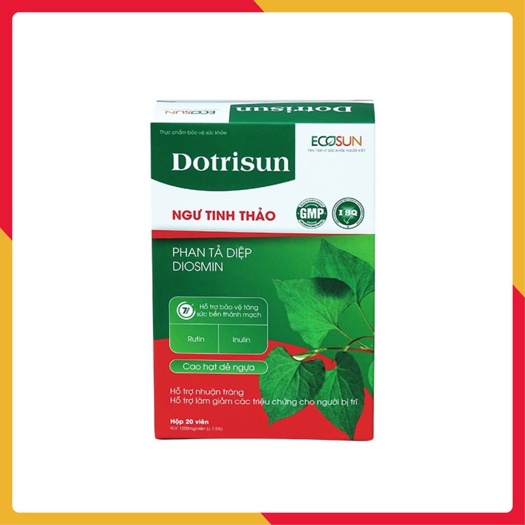 [NEW] Hộp 20 viên uống Dotrisun – Tiêu trĩ nhuận tràng, hỗ trợ giảm các triệu chứng của bệnh trĩ, ngăn ngừa táo bón