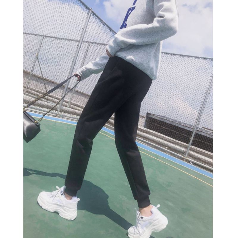 Xiangbao Quần Jogger Har Dây Rút Lót Lông Dày Dặn Giữ Ấm Màu Trơn Mùa Đông Dành Cho Nữ