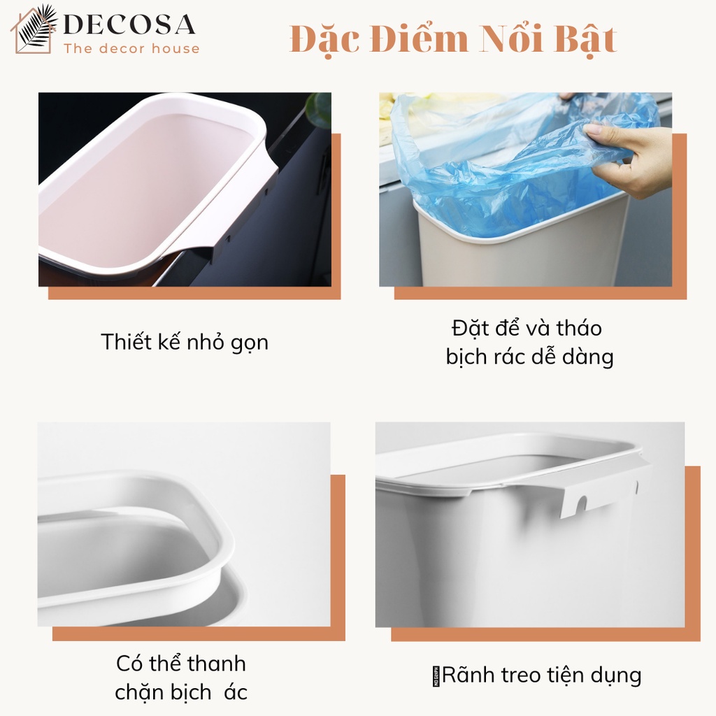 Thùng rác treo cánh cửa tủ bếp tiết kiệm không gian DECOSA