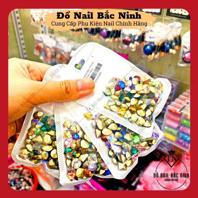 Set Đá Khối Gắn Móng Mix Size Mix Màu 100 Viên Siêu Sáng