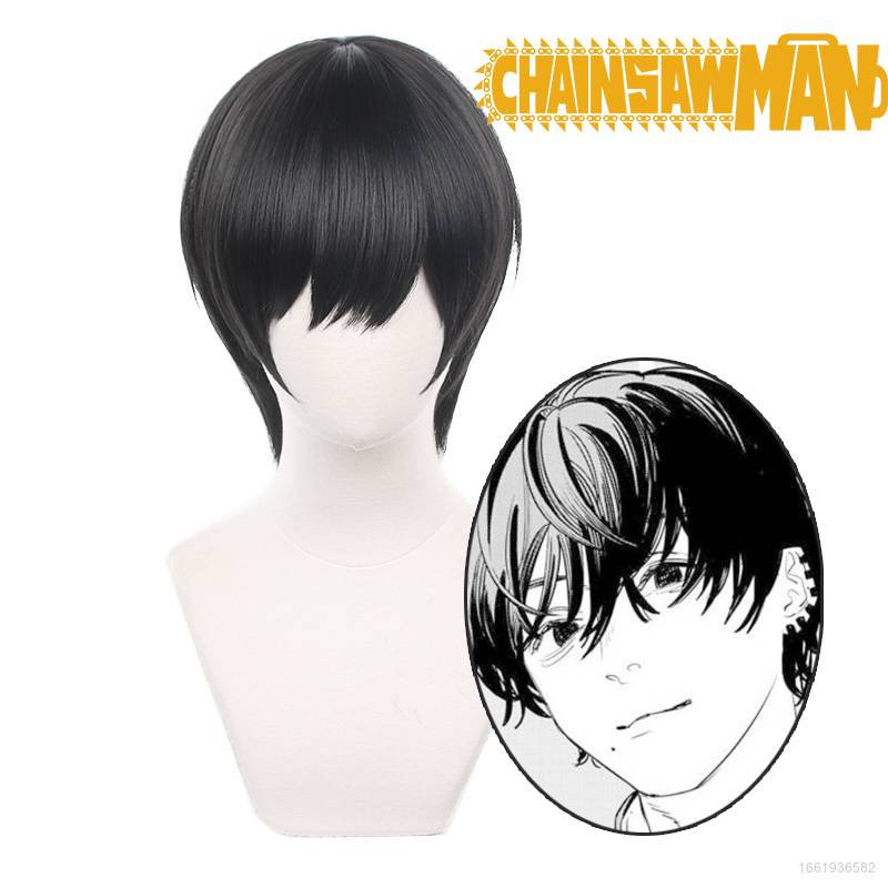 Tóc Giả Ngắn Màu Đen Hóa Trang Nhân Vật Yoshida Hirofumi Trong Chainsaw Man