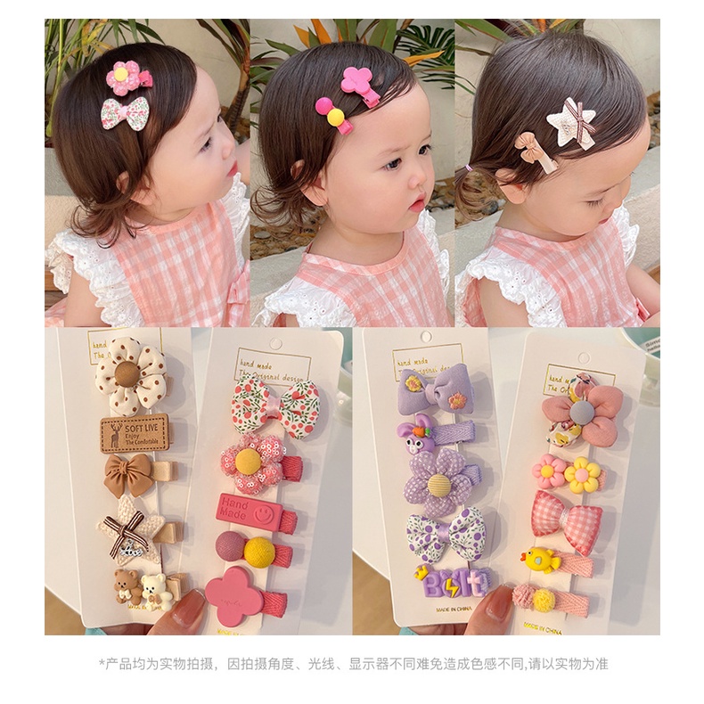 Kẹp tóc cho bé gái xinh xắn, dễ thương phong cách Hàn Quốc, set 3 - 4 cái