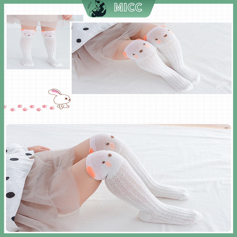 Vớ em bé, thích hợp cho 0-3Y, Vớ thoải mái đến đầu gối bằng cotton nguyên chất,Vớ lưới thoáng khí mùa hè cho bé