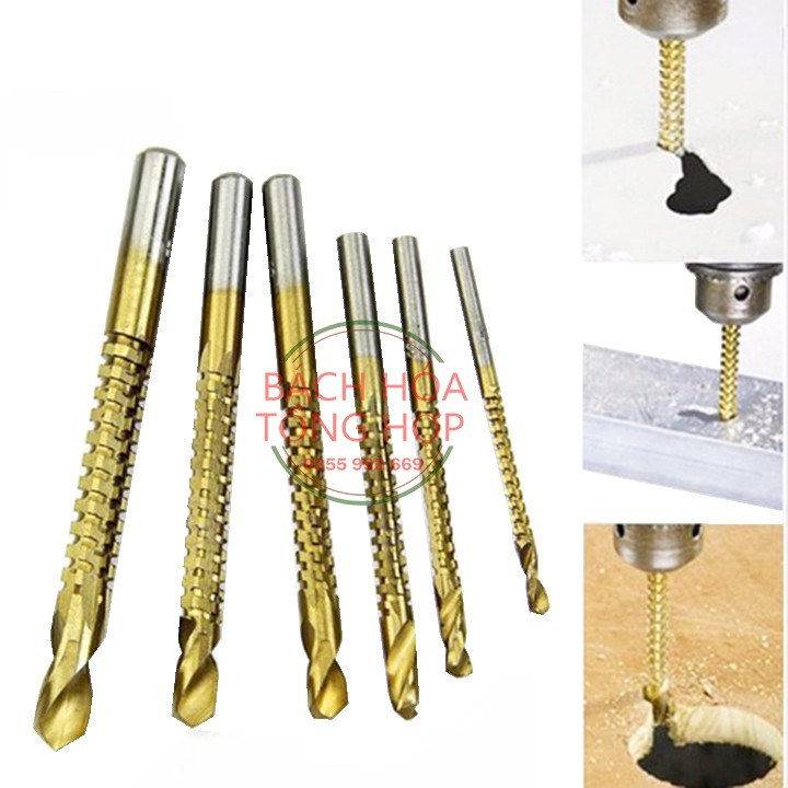 Mũi khoan Bộ 6 mũi khoan răng cưa 3-8mm phủ Titanium