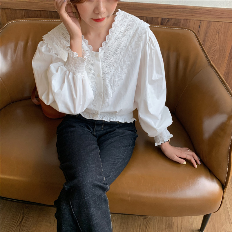 Áo Kiểu Nữ Cổ Chữ V Phối Ren Thời Trang Hàn Quốc 40050