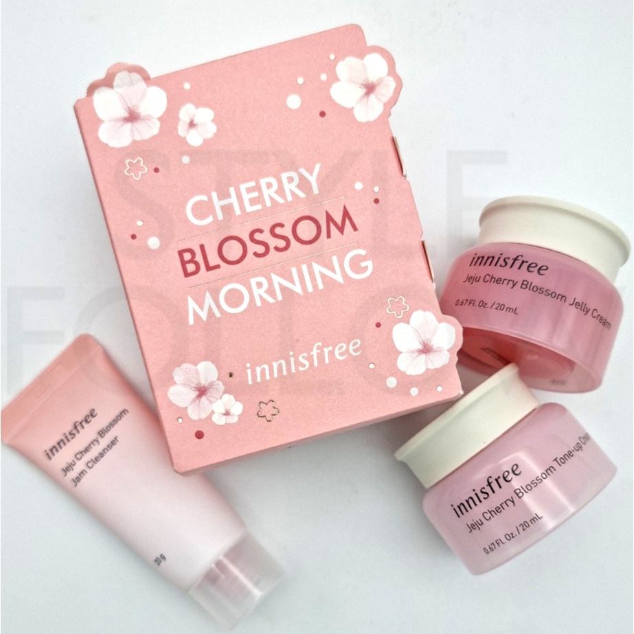 Bộ Dưỡng Sáng Da Chiết Xuất Hoa Anh Đào Innisfree Jeju Cherry Blossom Morning 3 món