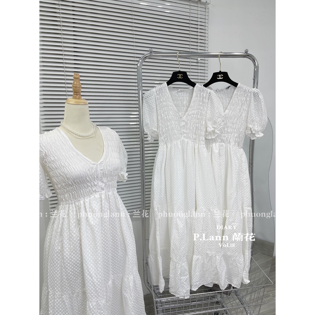 Váy thô trắng chun ngực dáng maxi dài hàng loại 1 có size