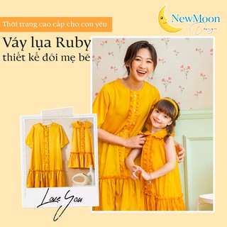 Váy thiết kế đôi mẹ và bé, vải lụa Ruby,  kiểu dáng bay bổng thướt tha