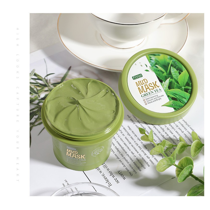 Mặt nạ bùn đất sét trà xanh giảm mụn làm sạch lỗ chân lông sáng da Fenyi 100g