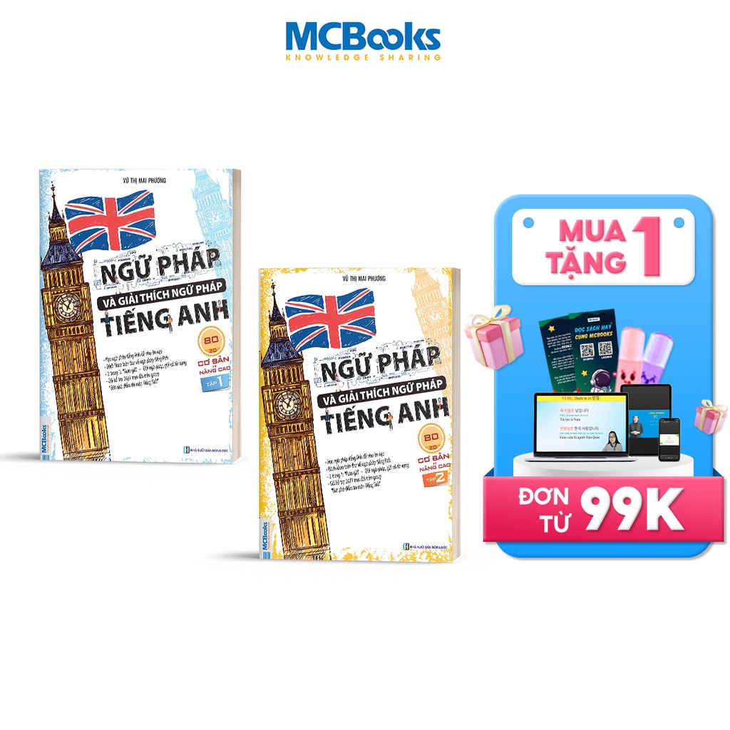 Sách - Combo Ngữ Pháp Và Giải Thích Ngữ Pháp Tiếng Anh Cơ Bản Và Nâng Cao 80/20 (Tập 1 + Tập 2)