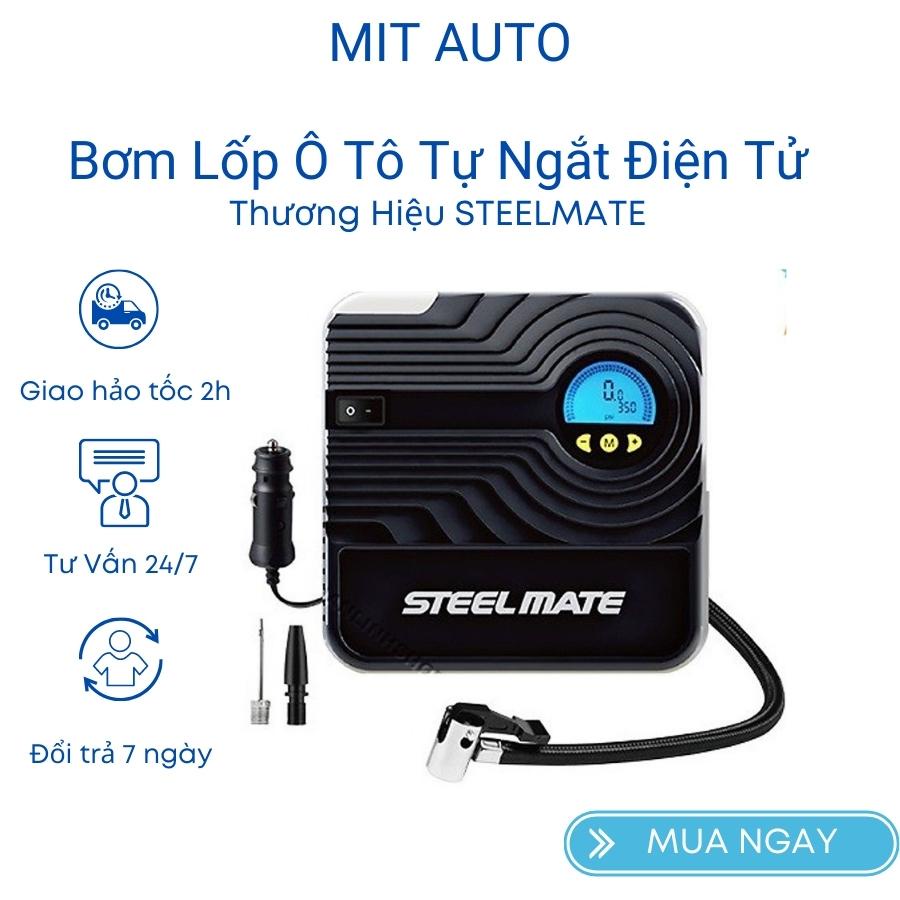 Bơm lốp Ô tô điện tử tự ngắt thương hiệu Steelmate mini 12V cắm tẩu sản phẩm bảo hành 1 đổi 1